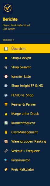 DigiMHD Dashboard mit Ampelsystem für Mindesthaltbarkeit im Tankstellenshop